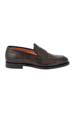 SANTONI brown leather moccasin