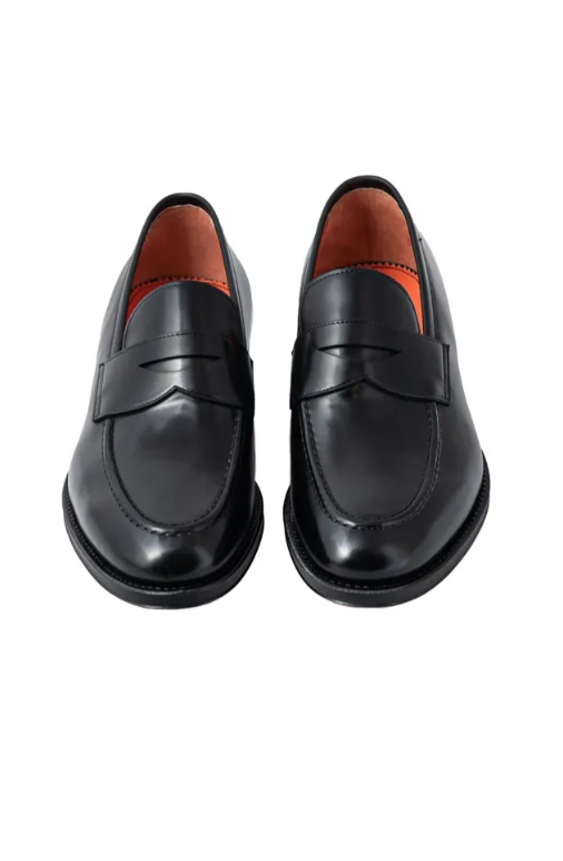 SANTONI black leather moccasin